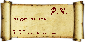 Pulger Milica névjegykártya